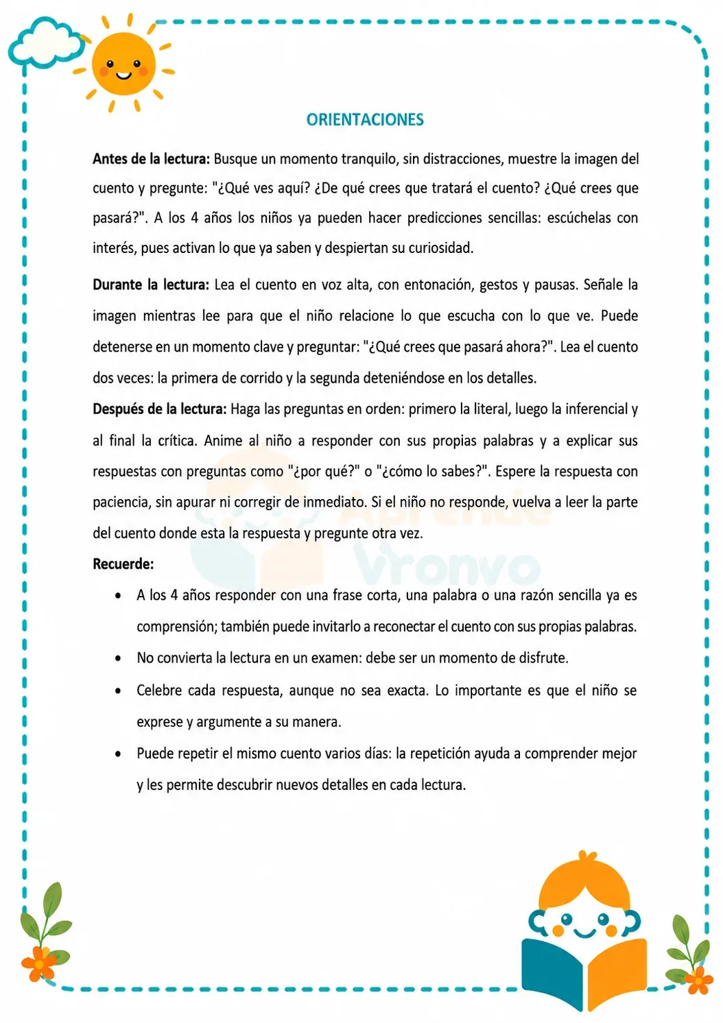 Lámina de 📖 Comprensión Lectora para 4 añitos – Mis lecturas con preguntas