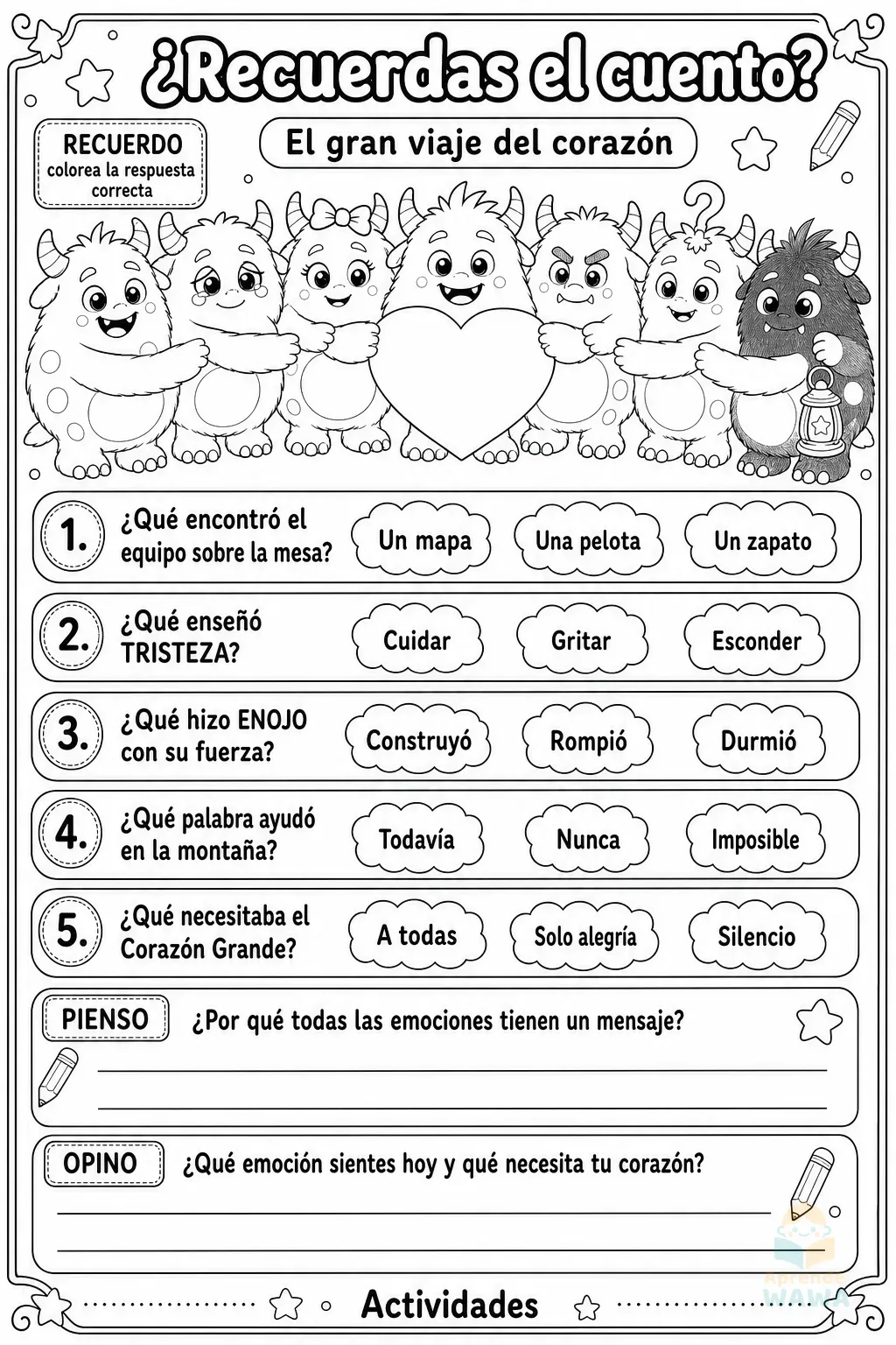 Cuento de emociones para niños de 3 a 5 años: El gran viaje del corazón