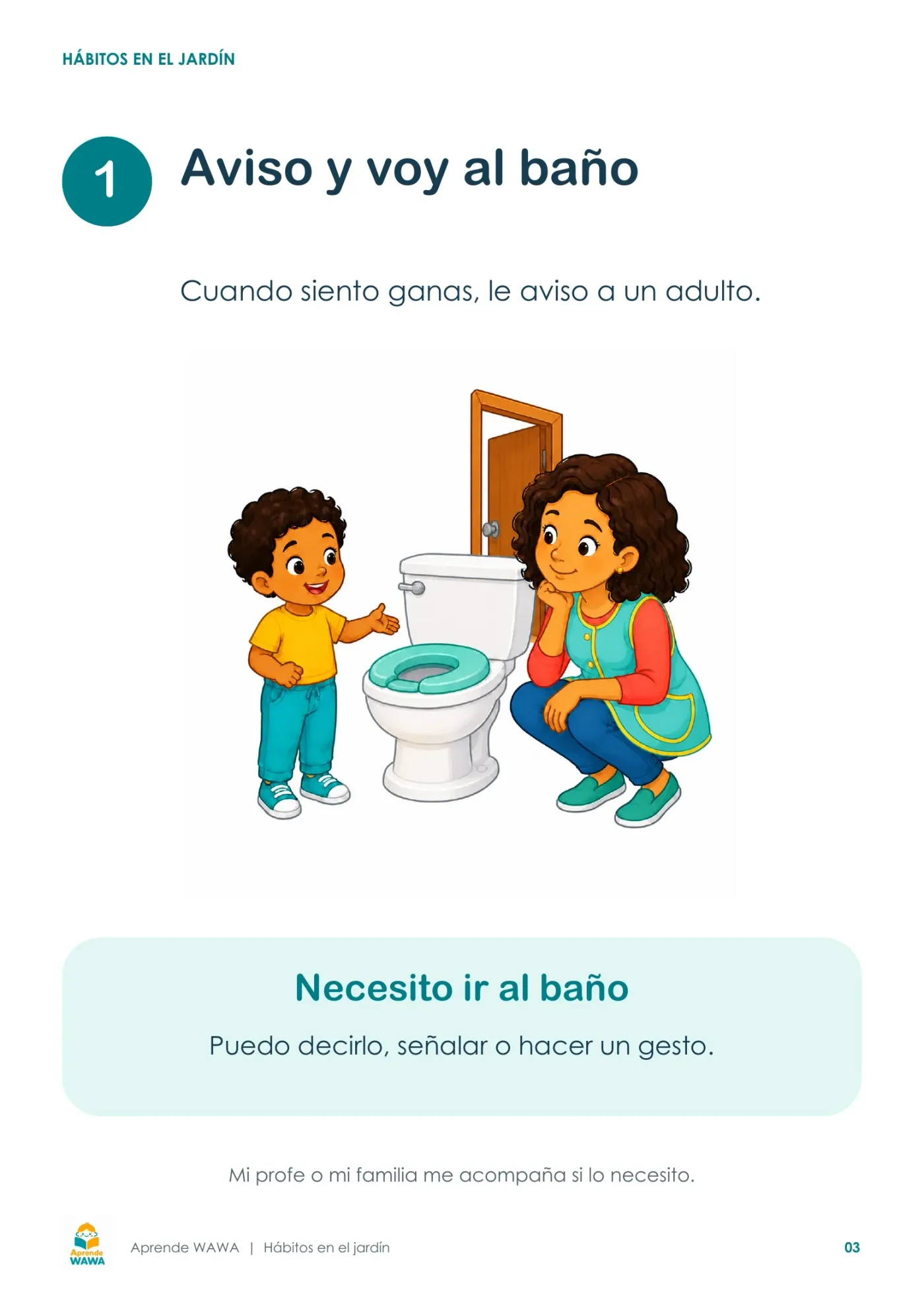 Lámina de Pasos para el uso del inodoro para niños de jardín