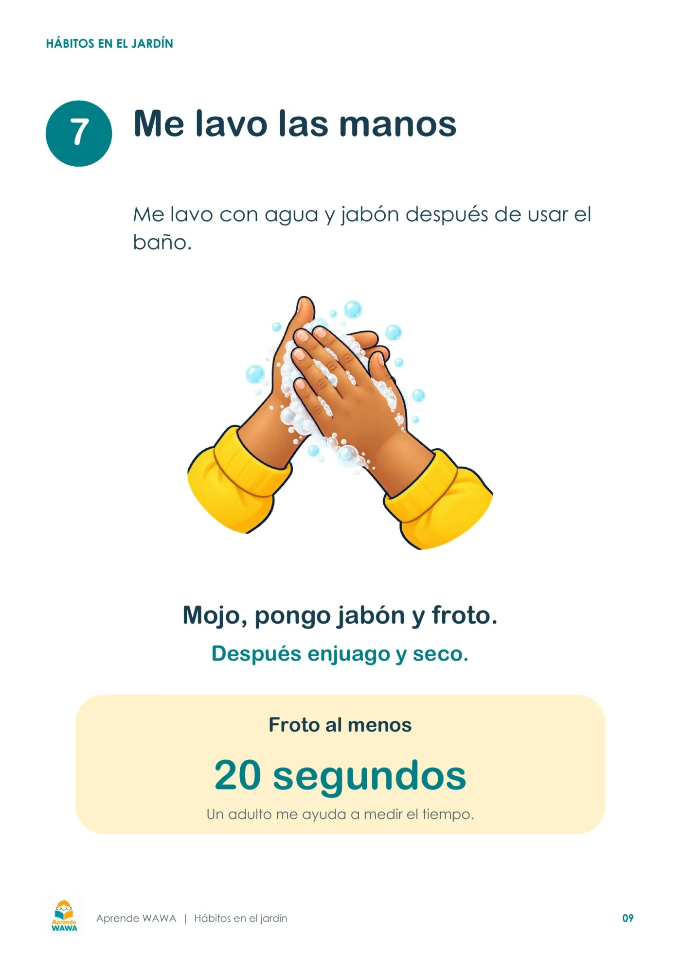 Lámina de Pasos para el uso del inodoro para niños de jardín