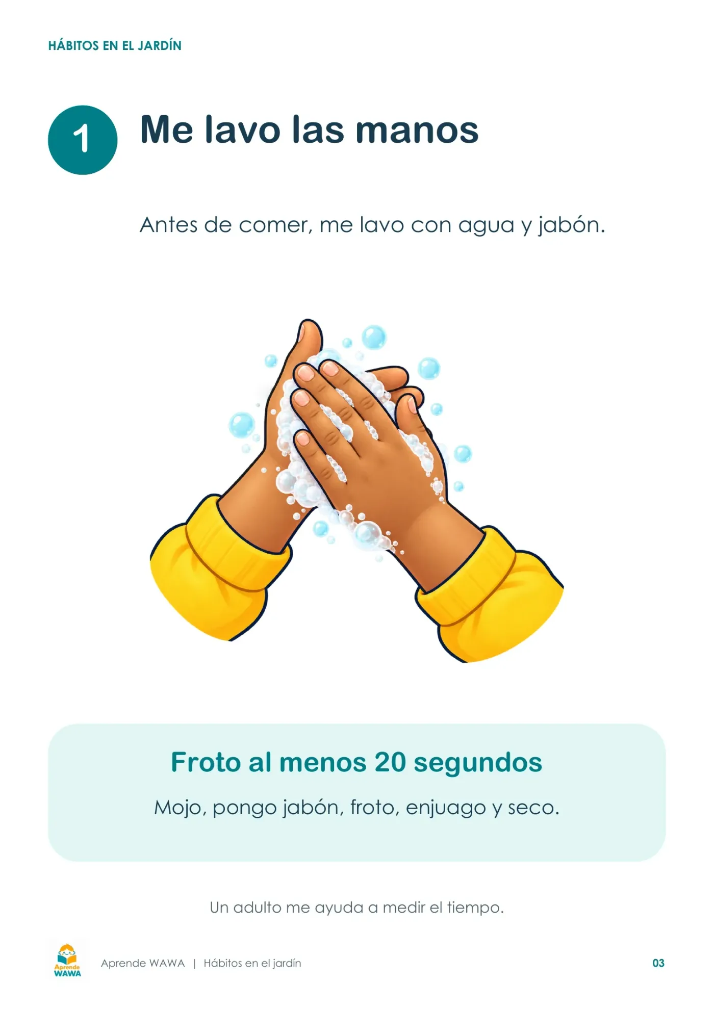 Lámina de Pasos para la alimentación y uso de la lonchera para el jardín