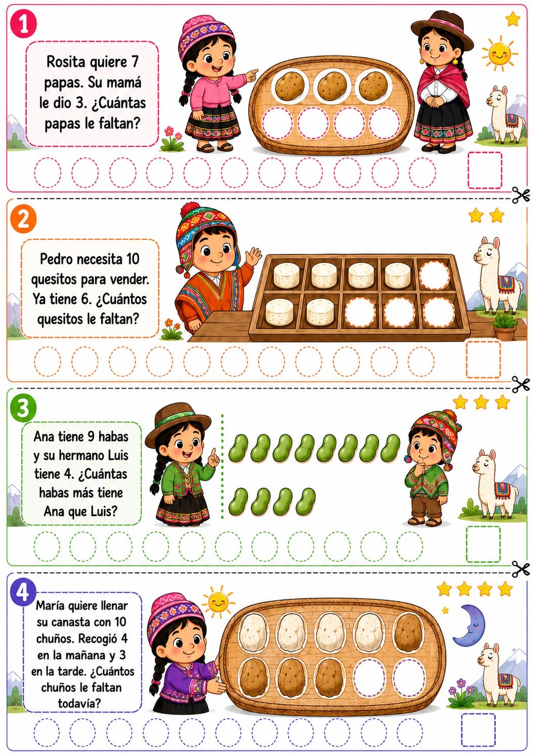 Tarjetas de conteo para matemática: números y cantidades