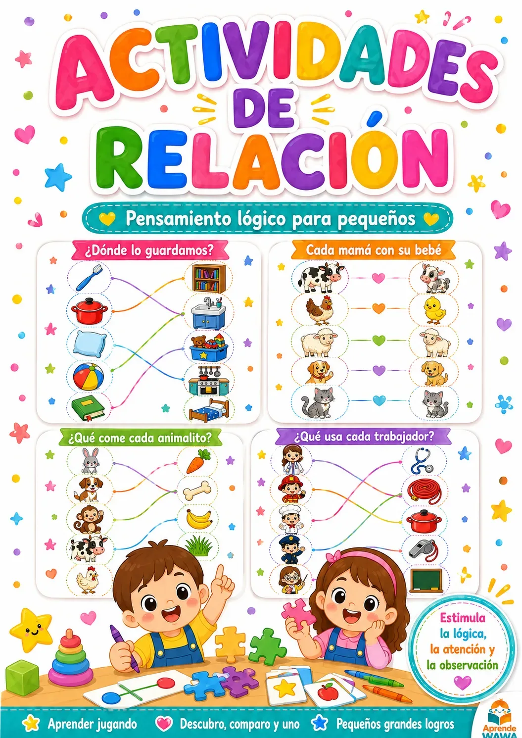 Vista previa de 🧩 Actividades de Relación – Pensamiento lógico para pequeños