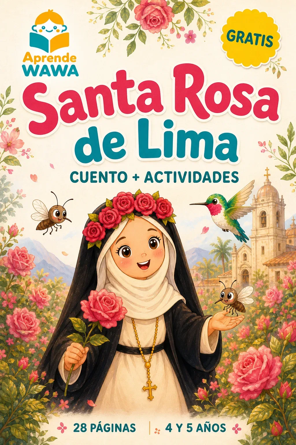 Vista previa de Cuento de Santa Rosa de Lima con actividades para niños mayores de 4 años