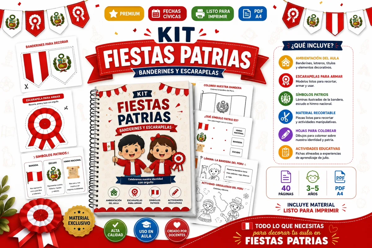Vista previa de Kit Fiestas Patrias: banderines y escarapelas