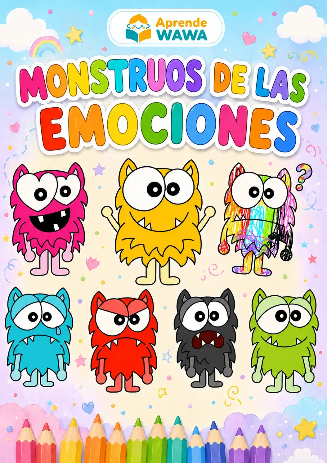 Vista previa de 👾 Monstruos de las Emociones – Láminas ilustradas + Fichas para colorear
