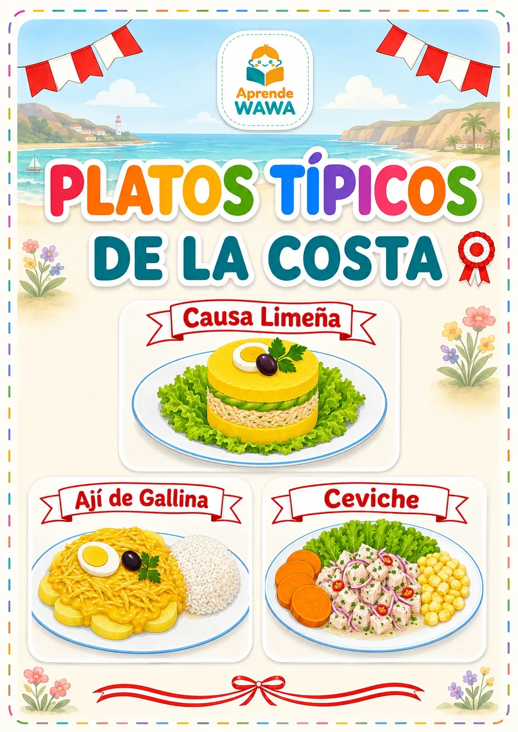Vista previa de 🐟 Platos Típicos de la Costa Peruana – Láminas ilustradas