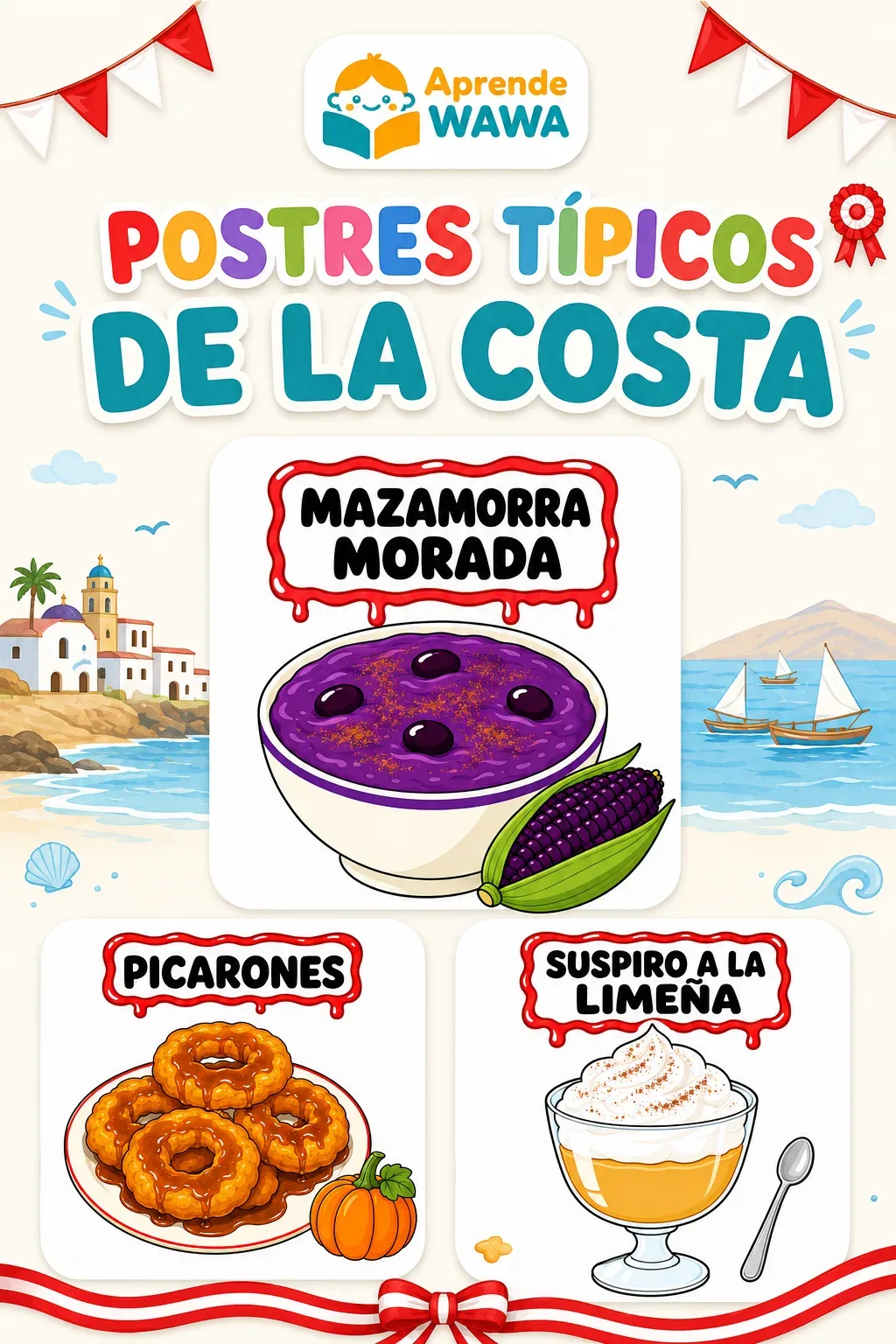 Vista previa de 🍰 Postres Típicos de la Costa Peruana – Láminas ilustradas
