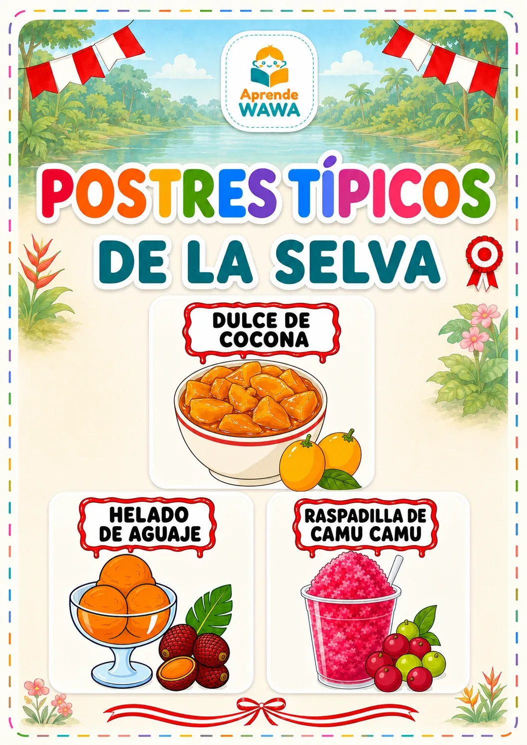 Vista previa de 🍧 Postres Típicos de la Selva Peruana – Láminas ilustradas